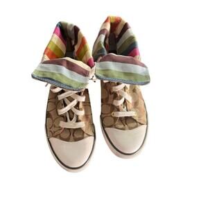 Coach Shoes Womens 7.5M Bonney Sneakers Multicolor Lace Up Round High Top A1283